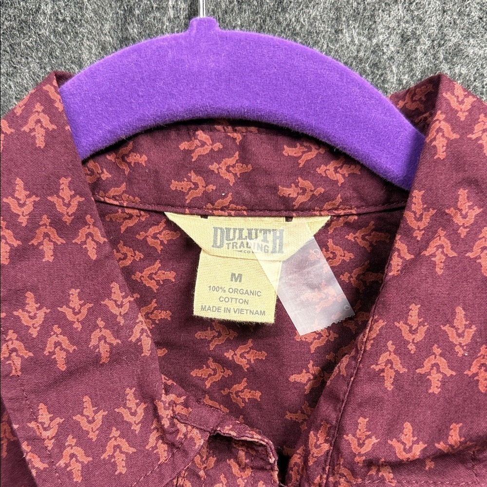 Duluth Trading Co Burgundy Geometric Button Down Shirt - Picture 2 of 5
